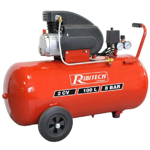 Compresseur Ribitech 2 cv 100 litres 8bars