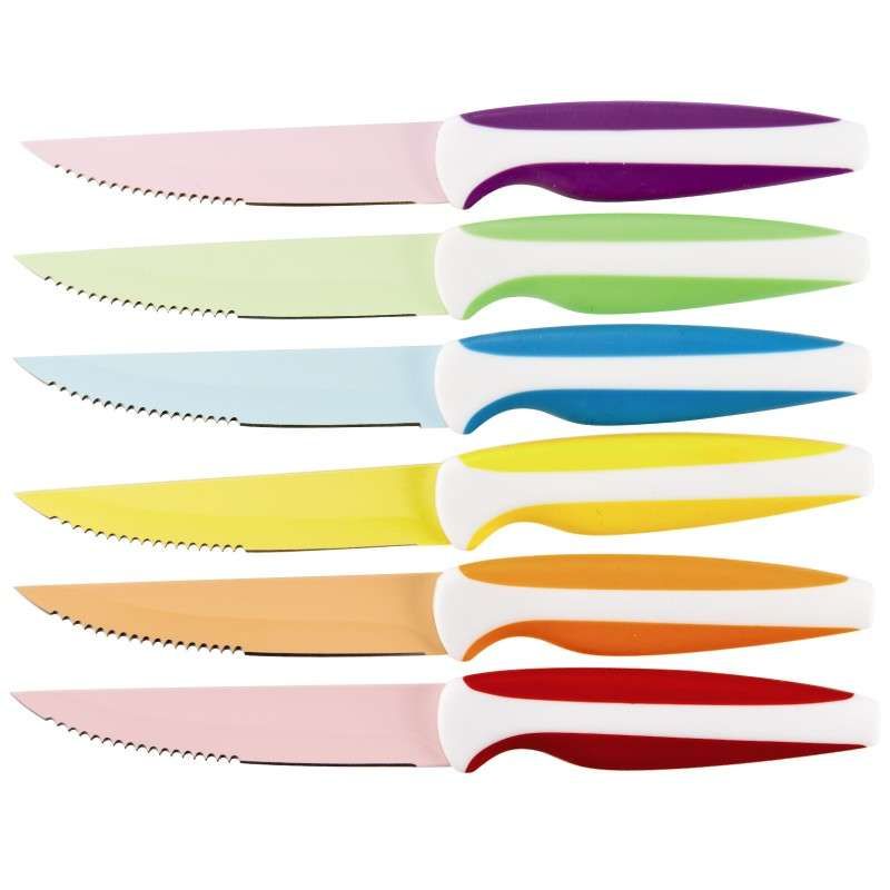 Couteaux steak 6 couleurs