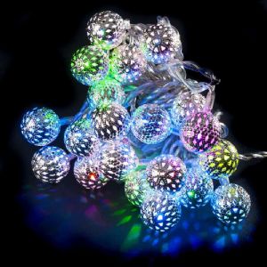 Guirlande  20 boules argentées  LED multicolores