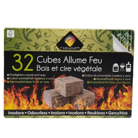 40 Allume feux cubes bois XXL naturel 1,5kg - CHEMINETT - Mr.Bricolage