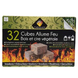 Allume feu cubes bois 100% naturel (32 pcs)
