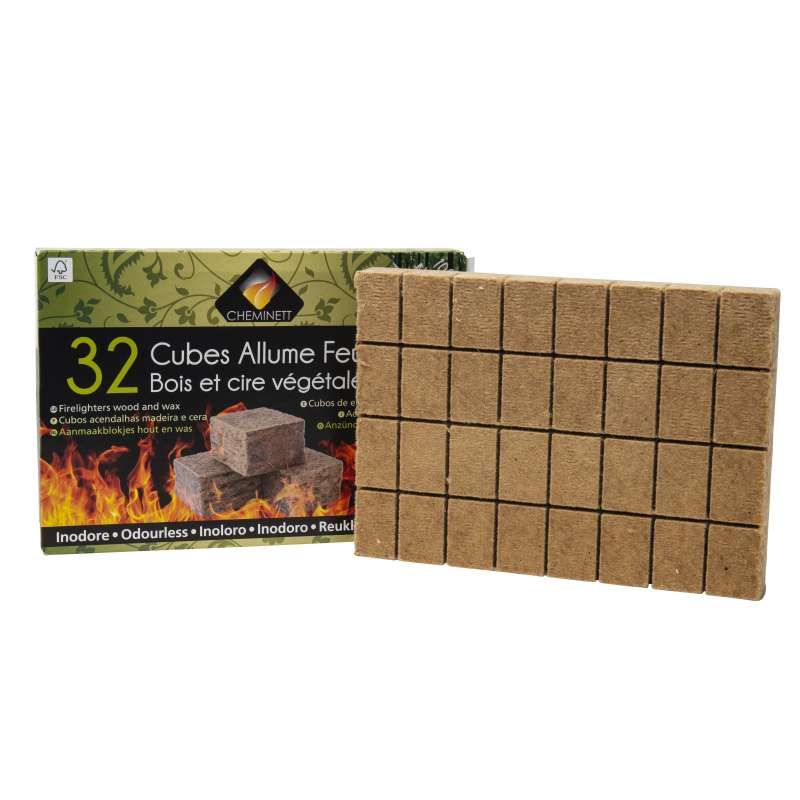 Allume feu cubes bois 100% naturel (32 pcs)