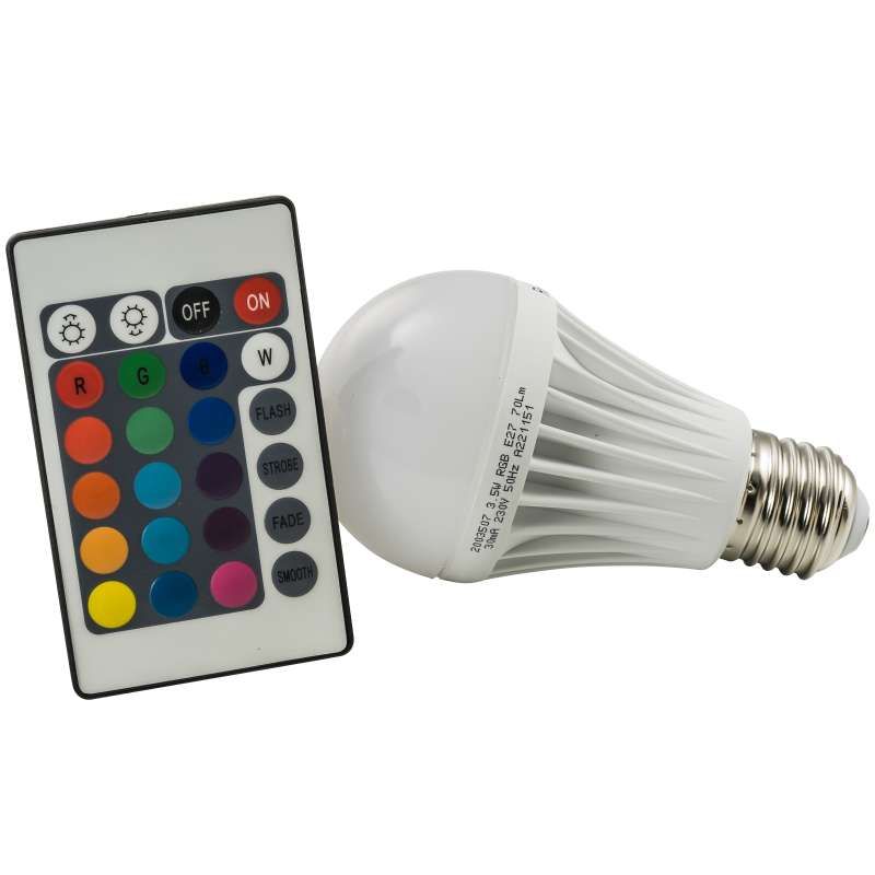 Ampoule multicolor à led E27 avec télécommade