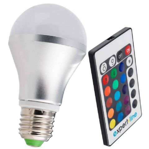 Ampoule multicolore à LED E27 + télécommade