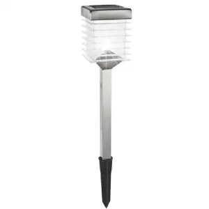 Borne solaire carré 2 leds blanches inox