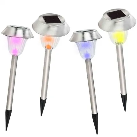 Borne solaire inox 2 leds 4 pièces