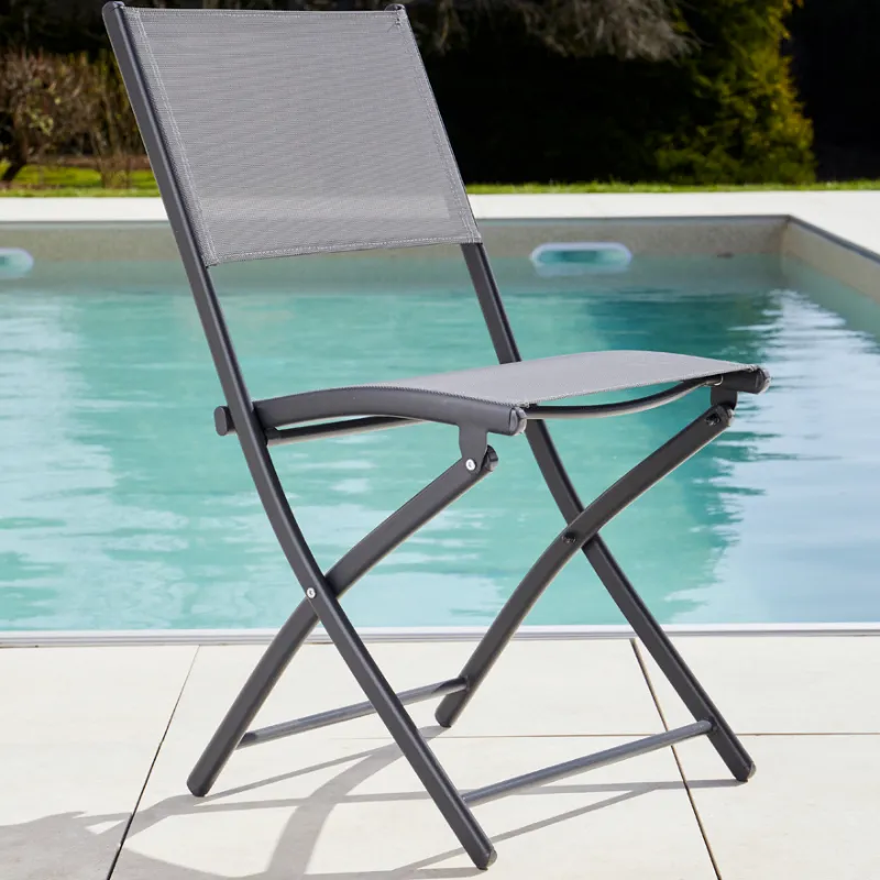 Chaise pliante  alu gris anthracite