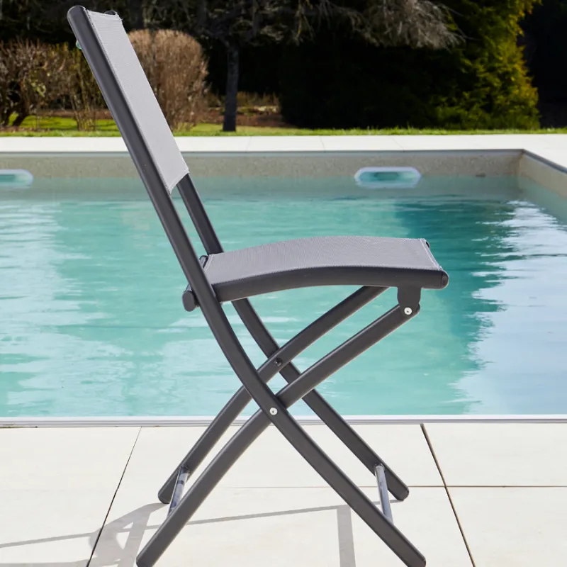 Chaise pliante  alu gris anthracite