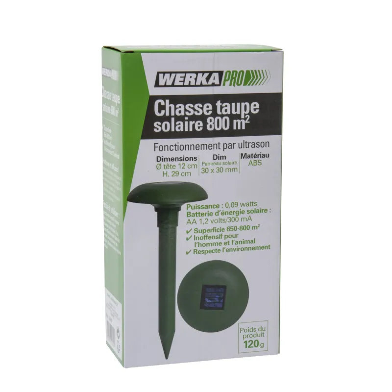 Chasse taupe solaire 800m² Werkapro