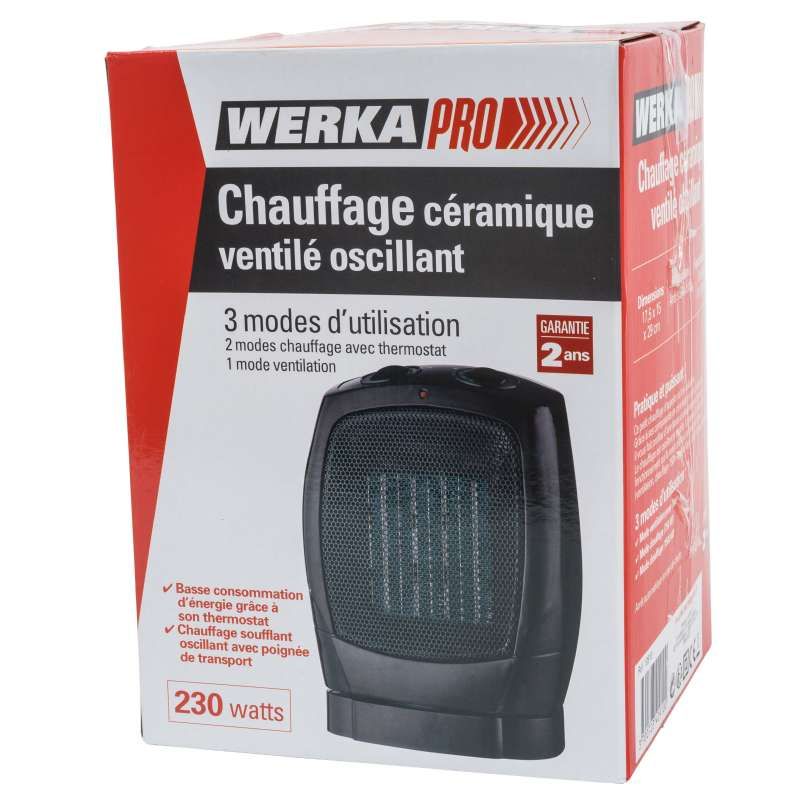 Chauffage céramique et ventilé (750-1500w) Werkapro