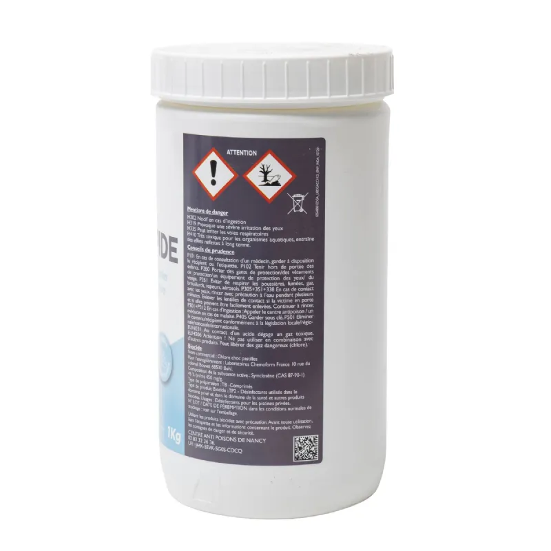 Chlore rapide pastilles 25gr 1kg