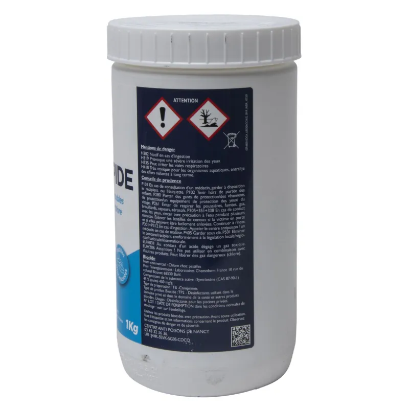 Chlore rapide pastilles 25gr 1kg