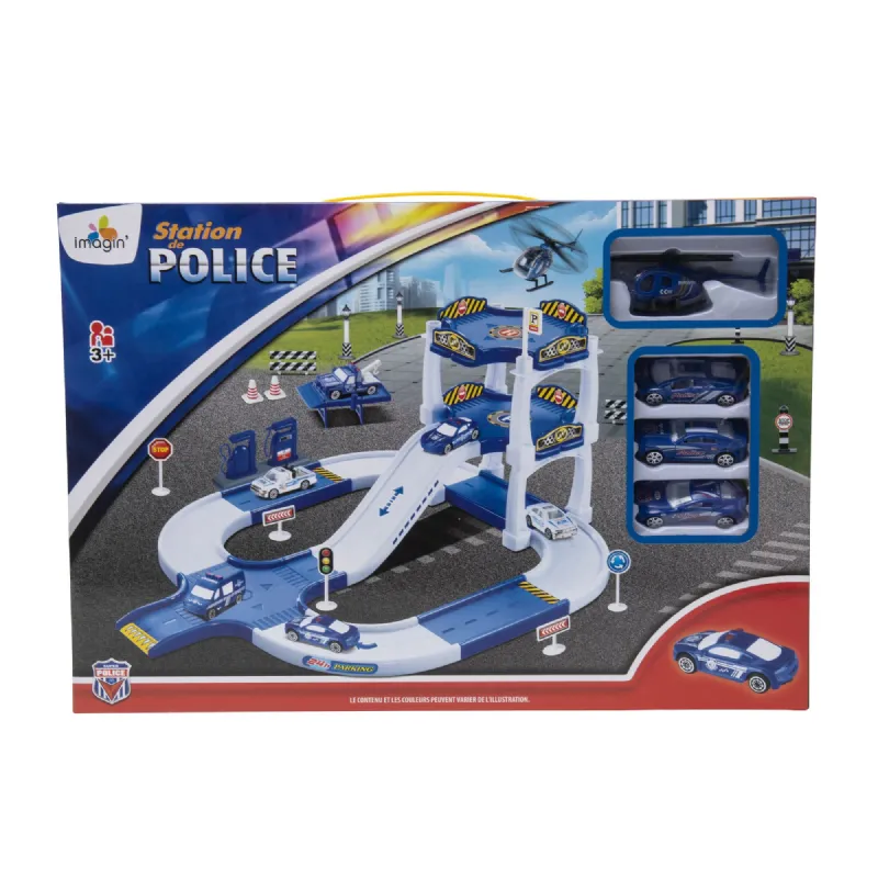 Circuit de police 3 voitures et hélicoptère