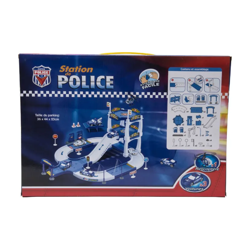 Circuit de police 3 voitures et hélicoptère