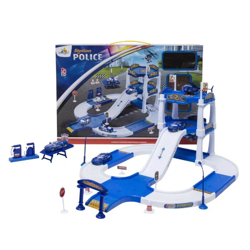 Circuit de police 3 voitures et hélicoptère