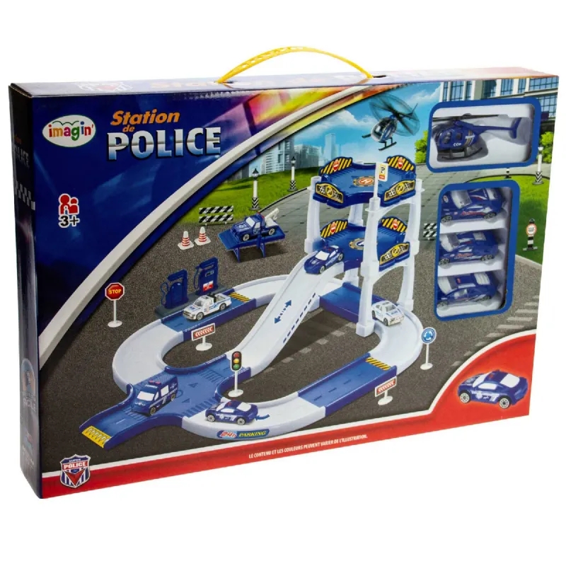 Circuit de police 3 voitures et hélicoptère