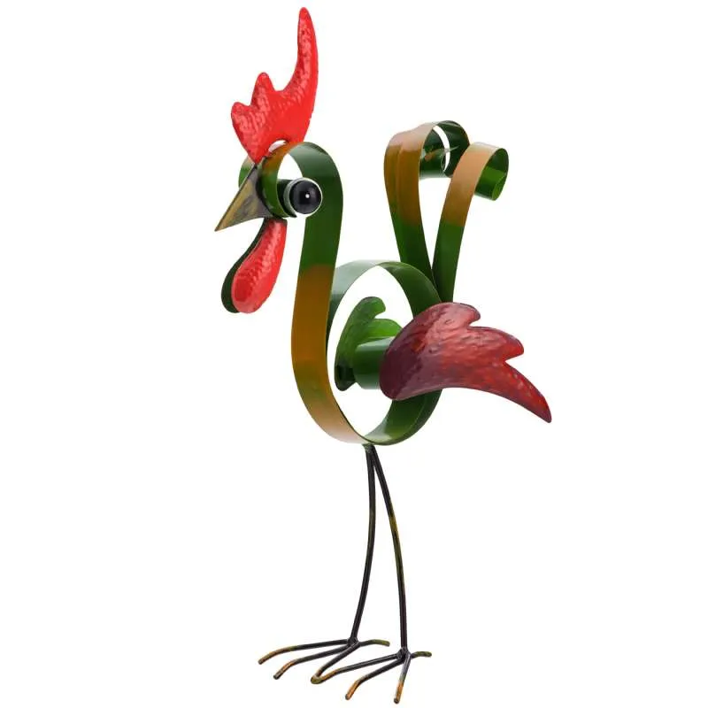 Coq en métal vert déco 26x38x7cm