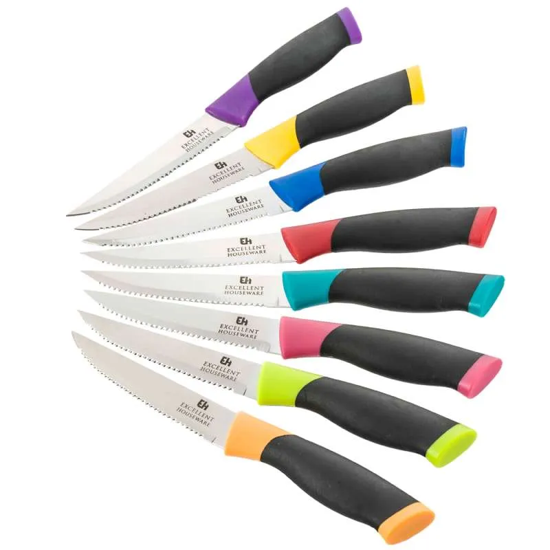 Couteau à steak multicolore les 8 pièces