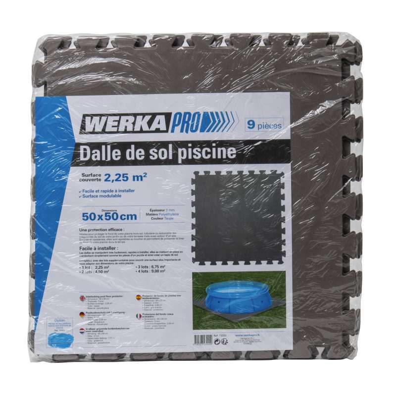 Dalle pour piscine imprimé taupe (50x50cm) 3mm 9 pièces WERKA PRO 
