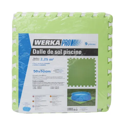 Lot de 9 dalles de sol pour piscine (50x50cm) épaisseur 3mm) 9 pièces Werkapro