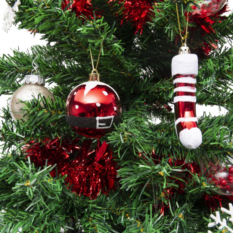 Decoration Interieur Maison 16 Boules De Noël Incassables - Décoration Sapin - Blanc/Rouge - Motifs Festifs Boule De Noël Rouge Et Blanche