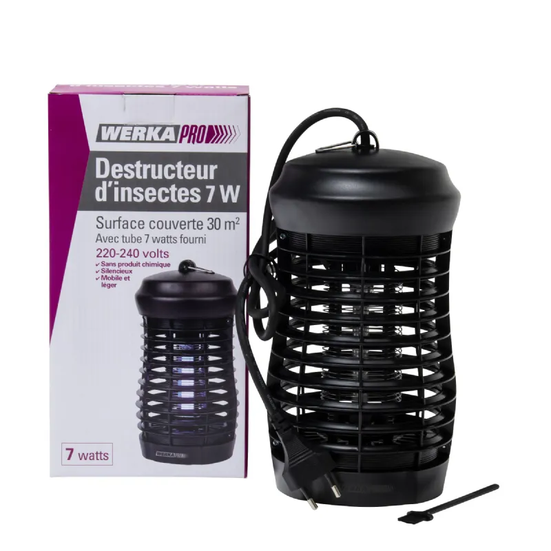 Destructeur d'insectes en plastique noir Werkapro