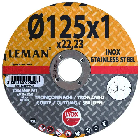 Lot de 5 disques 125 mm spécial inox