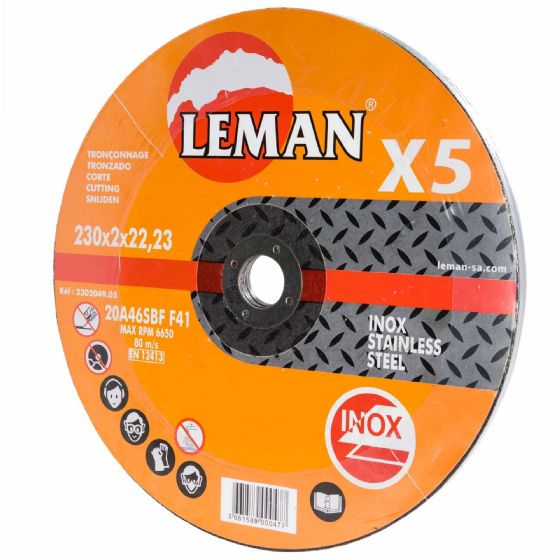 LEMAN - Disque tronçonnage inox - 125 mm - ép. 1,6 mm - boite de 10 pcs LEMAN - Disque tronçonnage inox - 125 mm - ép. 1,6 mm - boite de 10 pcs