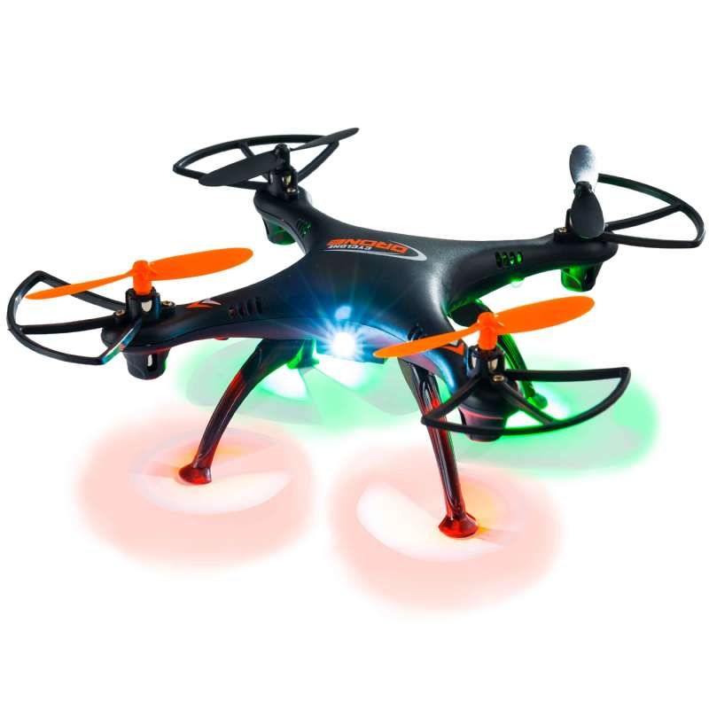 Drone noir 4 hélices 5 LED (18,5x18,5x6,5cm)