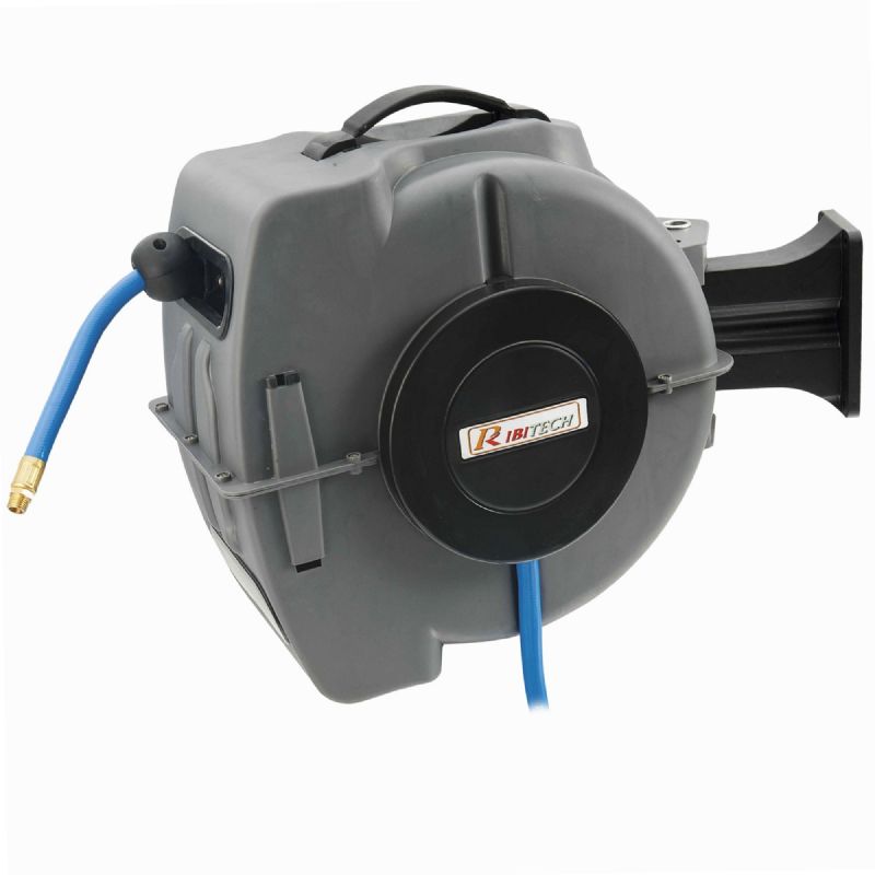 Enrouleur De Tuyau Pneumatique 10 M – 20 Bar – Fixation Murale Ou Plafond – Tuyau PVC/caoutchouc Flexible – Rétraction Automatique