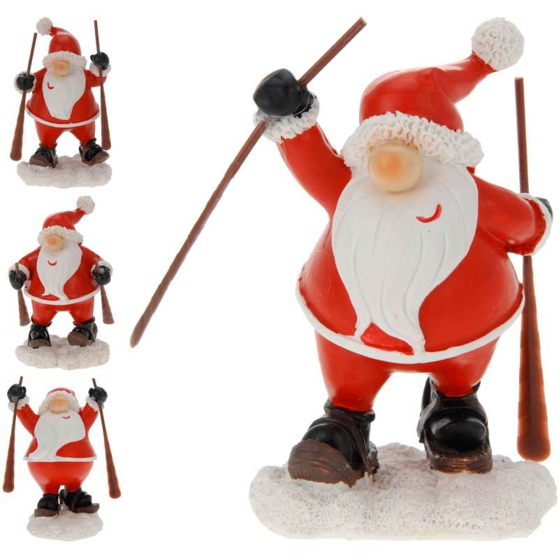Figurine père Noël sur raquettes h:11.50cm