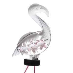 Flamant rose solaire 3 LED blanches