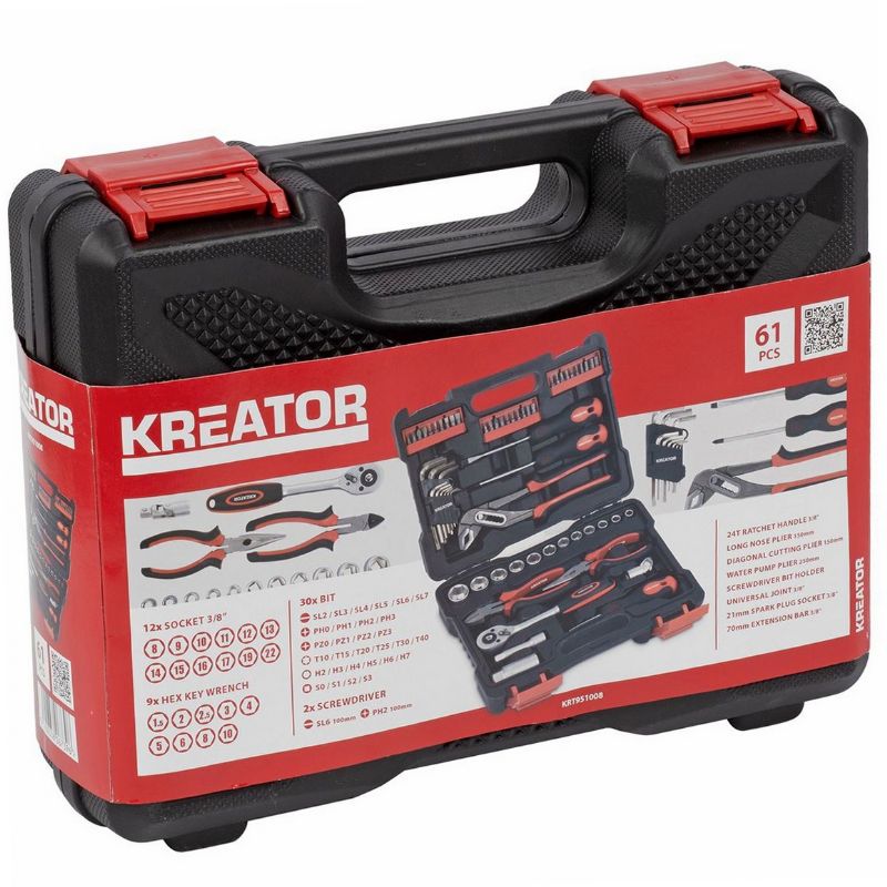 Valise D'outils KREATOR KRT95 – 180 Pièces Professionnelles, Organisateur