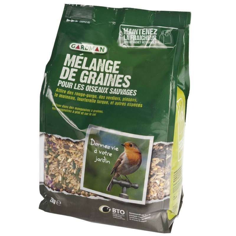 Mélange de graines pour oiseaux de jardin. sac 2 kg