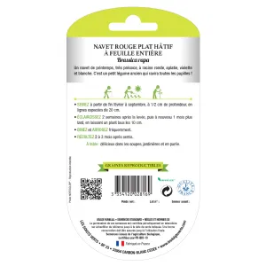 Graines navet rouge plat hâtif BIO Les Doigts Verts