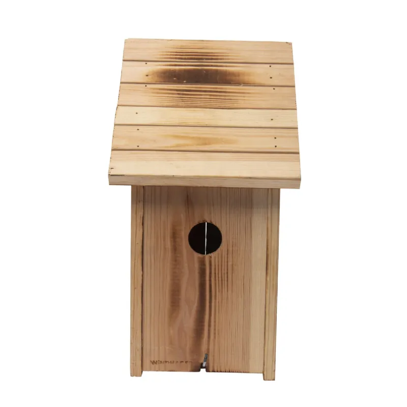 Nichoir pour oiseaux 16 x 12.5 x 19.5 cm en bois flammé nature