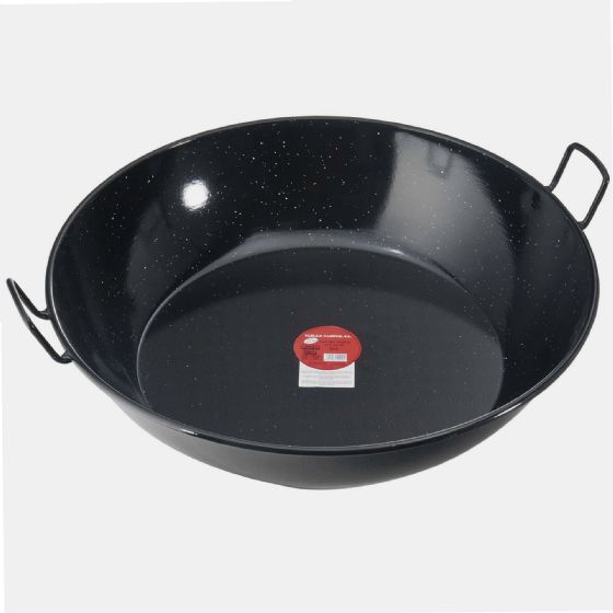 VAELLO Plat à Paella Haut 60 Cm En Métal Émaillé - Poêle Résistante Avec 2 Poignées, Idéale Pour Cuisson Extérieure
