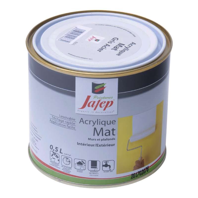 Peinture acrylique mate gris acier Jafep (0,5L)