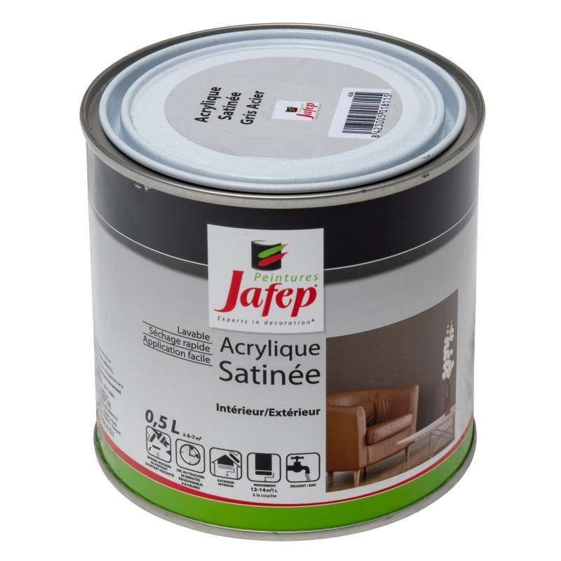 Peinture acrylique satinée gris acier Jafep (0,5l)