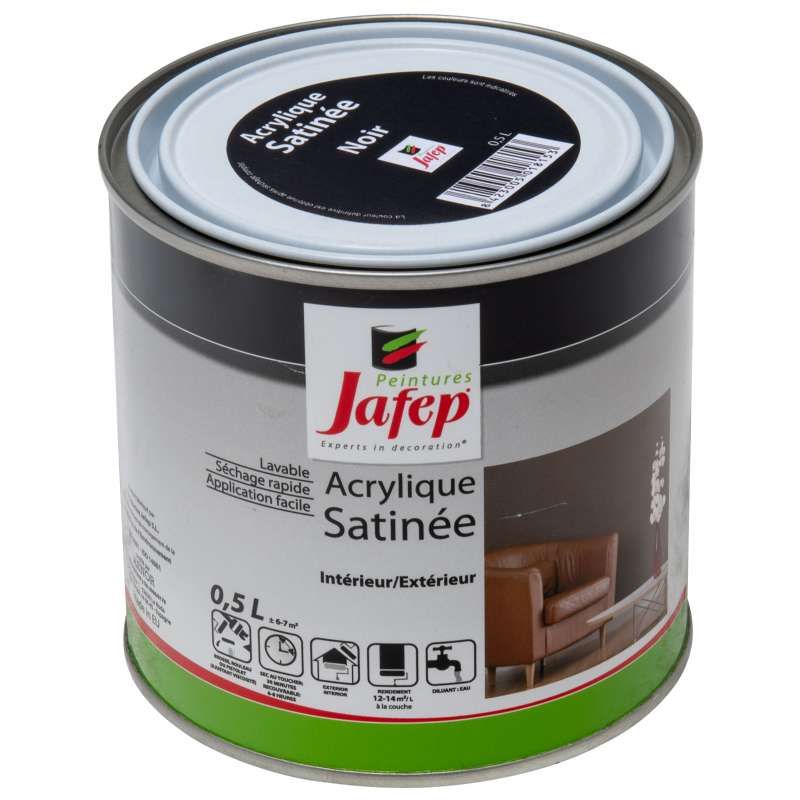 Peinture acrylique satinée noir Jafep