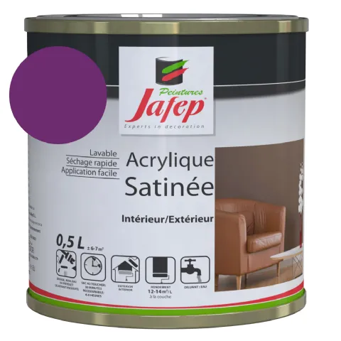 Peinture acrylique satinée mauve Jafep