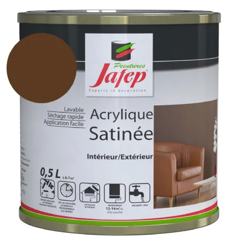 Peinture acrylique satinée chocolat (0,5l)