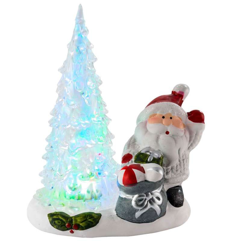 Père Noël avec arbre à LED