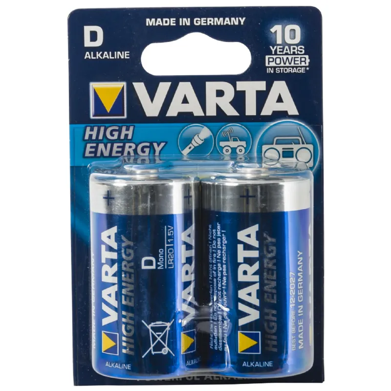 Pile Ronde Alcaline VARTA - 1,5V - LR20 (D) - Lot de 2 : Electricité -  Eclairage VARTA - Promeca