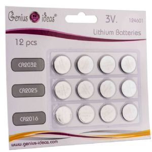 Lot de 12 piles boutons batterie lithium 3 V