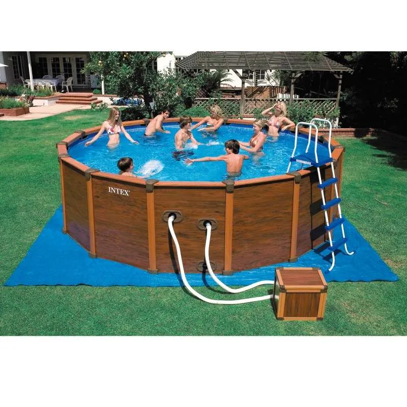 Piscine Intex aspect bois