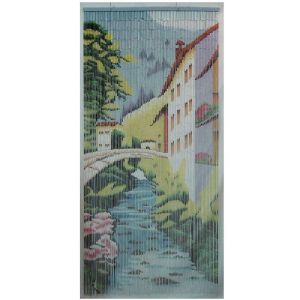 Rideau de porte en bambou 90x200cm, motifs pont