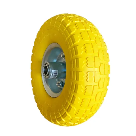 Roue increvable jaune 260 x 85mm alésage 20mm axe déporté