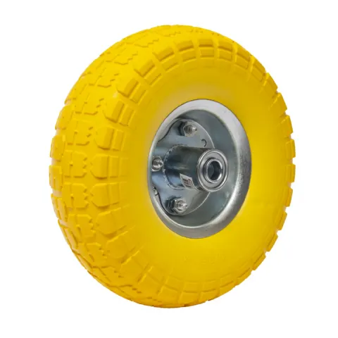 Roue increvable jaune 260 x 85 mm Alésage 16mm axe déporté