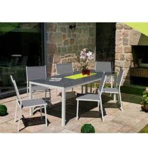 Salon de jardin girona table + 6 chaises